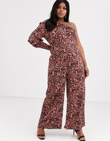 Thumbnail for your product : Unique21 Hero satin one sleeve leopard print jumpsuit