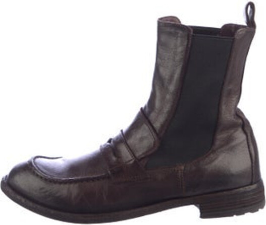 Officine Creative Leather Ankle Chelsea Boots Black Round-Toes Exposed Zip Closure at Ankles Unfortunately, due to restrictions, this item may not be eligible for shipping in all areas.
