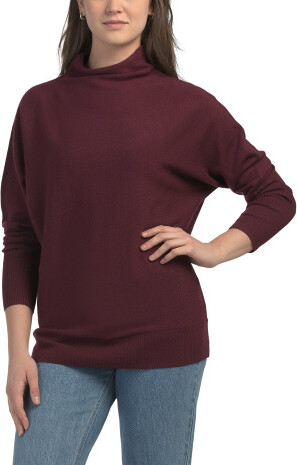TJMAXX Merino Wool Funnel Neck Dolman Sweater With Rib Cuffs