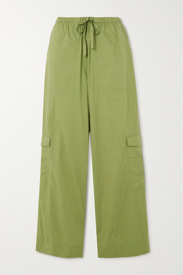 Faithfull The Brand + Net Sustain Mico Organic Cotton-poplin Wide-leg Pants  - Green - ShopStyle