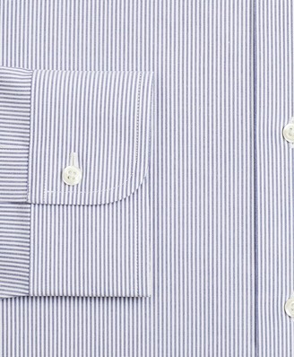 Brooks Brothers Stretch Milano Slim-Fit Dress Shirt, Non-Iron Poplin Ainsley Collar Fine Stripe