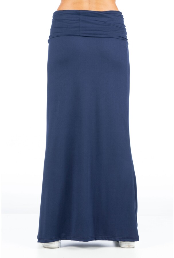 24seven Comfort Apparel Women's Plus Size Fold Over Maxi Skirt - ShopStyle