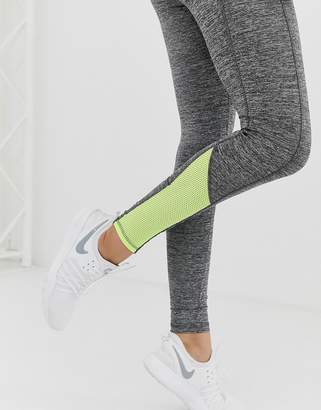 New Look gym leggings with neon detail in grey