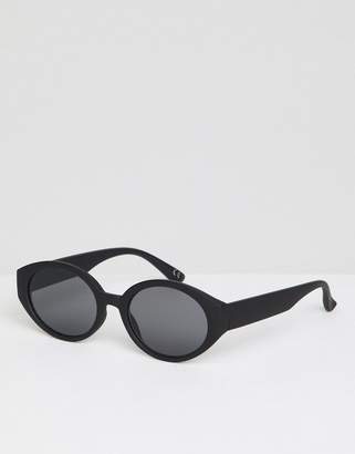ASOS Design DESIGN Oval Sunglasses In Matte Black With Smoke Lens