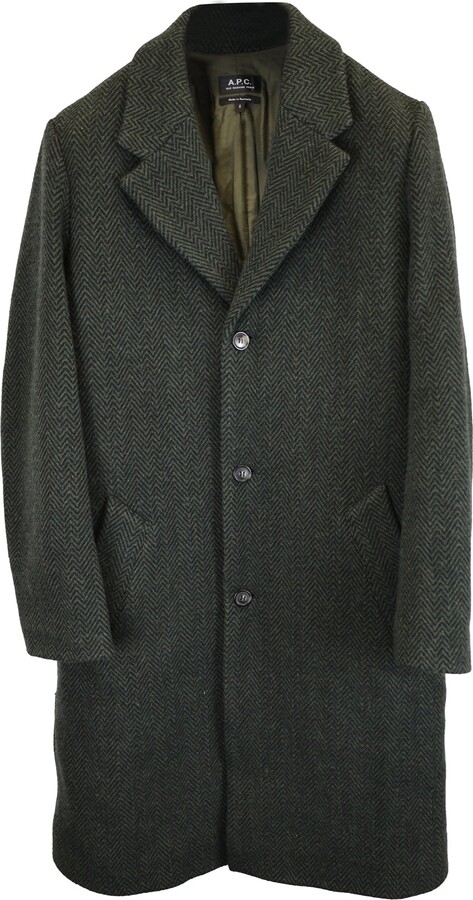 ジャケット・アウター A.P.C. Ivan Herringbone Wool-Blend Coat Herringbone Coat Apc Manteau Gray Visconti Coat By On Sale