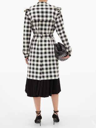 Norma Kamali Double-breasted Gingham Trench Coat - Black White