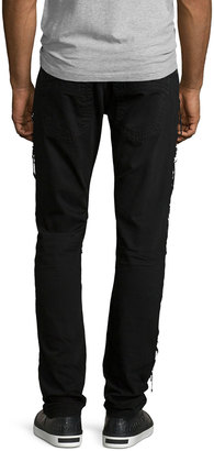 Robin's Jeans Distressed Slim-Fit Over-Dyed Denim Jeans, Black