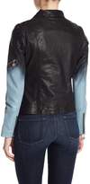 Thumbnail for your product : Doma Ombre Sleeve Lamb Nappa Leather Jacket