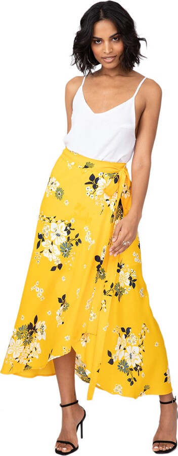 likemary Maxi Wrap Skirt for Women - Maxi Skirt - Wrap Skirt - Boho Skirt -  High Waist Adjustable Tie - M/L Floral Yellow - ShopStyle