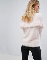 Thumbnail for your product : Fashion Union Sweater With Frill In Fluffy Knit