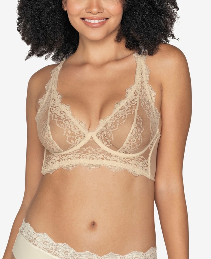 Leonisa Triangle Lace Bralette With Buttonhole Cutout - White M : Target
