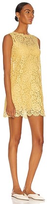 Dolce & Gabbana Lace Sleeveless Mini Dress in Yellow