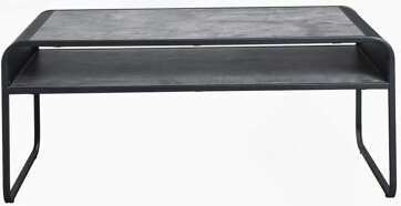 Ivy Bronx Modern Sleek Design Coffee Table With Shelf, Durable Frame And Concrete Gray Top For Luxury Living Rooms