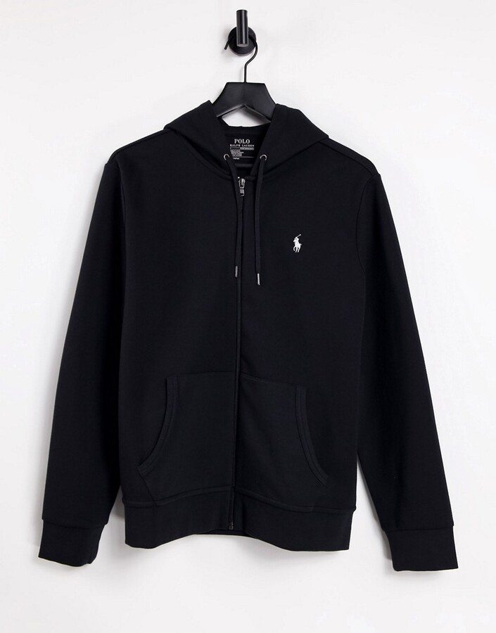 Polo Ralph Lauren player logo full zip hoodie in black - ShopStyle
