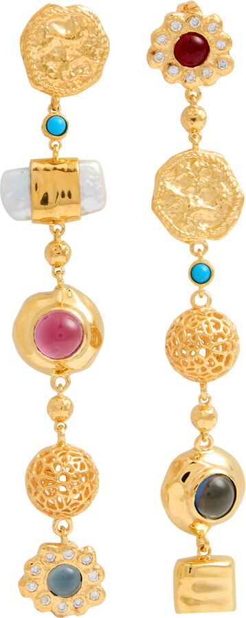 Joanna Laura Constantine Mismatched 18kt Gold-plated Earrings