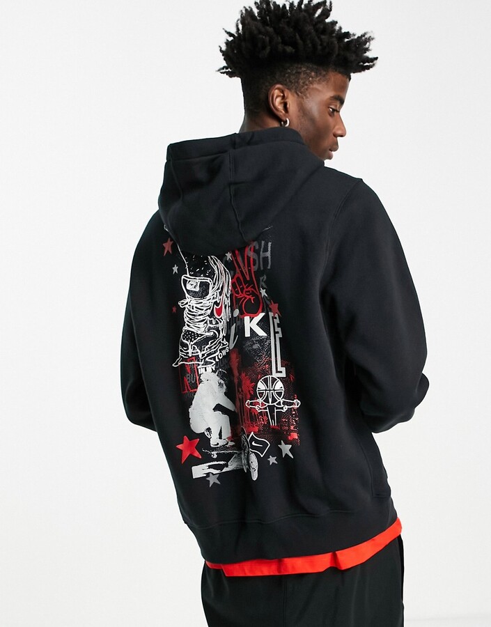 Nike Be True Pack back print hoodie in black - ShopStyle