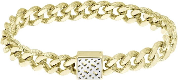 BOSS - Yellow-gold-effect curb-chain bracelet with monogram square