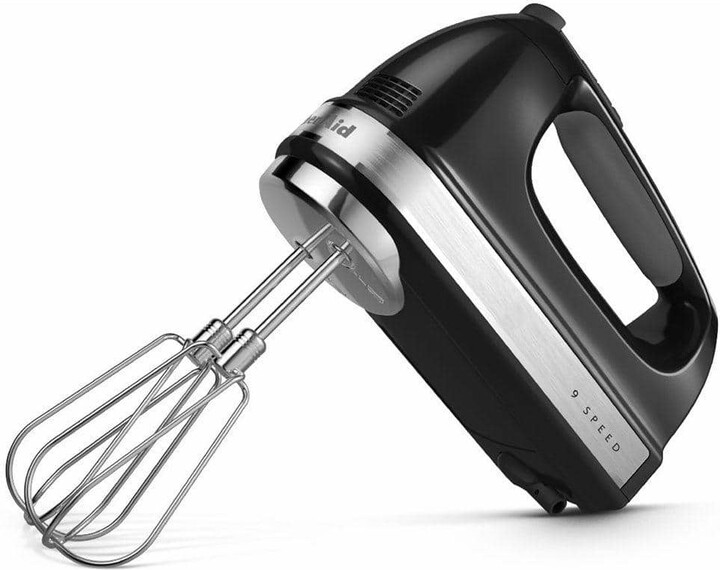 KitchenAid 9-Speed Onyx Black Hand Mixer with Beater and Whisk Attachments