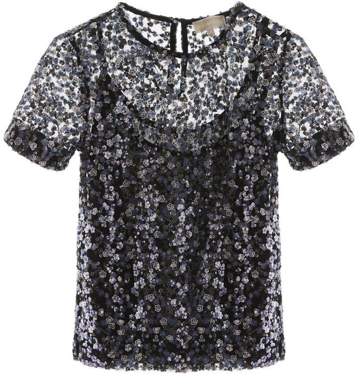black sheer sequins tee