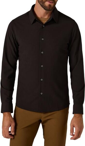 7 Diamonds Men's Drayton Long Sleeve Button Up Shirt Small Black