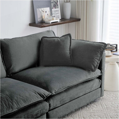 Ivy Bronx 4 - Piece Upholstered Sectional Sofa, 1 - Piece Of 2 Seater Sofa And 2- Piece Of Ottomans , 2 Seater Loveseat Lounge With Ottomans , Chenille