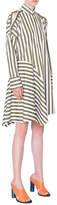 Thumbnail for your product : Akris Punto Striped Cold-Shoulder Asymmetric Shirtdress