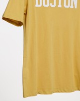 Thumbnail for your product : New Look Boston varsity slogan oversized t-shirt in mustard