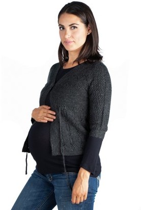 24/7 Comfort Apparel 24seven Comfort Apparel Womens Maternity Grey Chic Cropped Cardigan