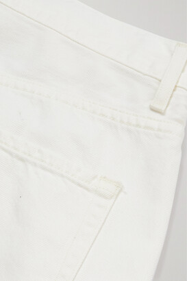 Gold Sign The Edgar Pleated High-rise Wide-leg Organic Jeans - White