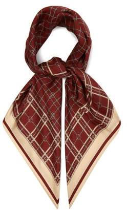 Gucci Gg Rope Print Silk Scarf - Womens - Red