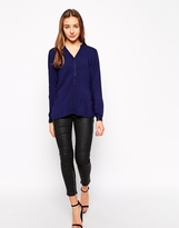 Thumbnail for your product : B.young V Neck Long Sleeve Shirt With PU Trim