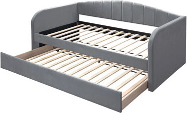 Keo Daybed With Pull Out Trundle, Channel Tufted Velvet