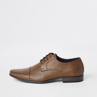 River Island Mens Brown faux leather derby shoes