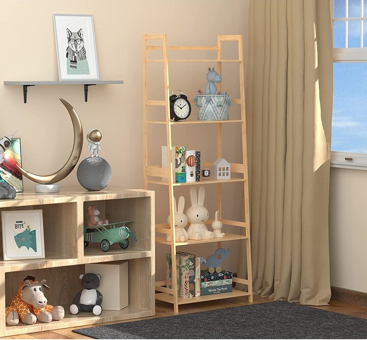 IGEMAN Imitative Oak 5 Tier Bookshelf Open Ladder Bookcase ShopStyle