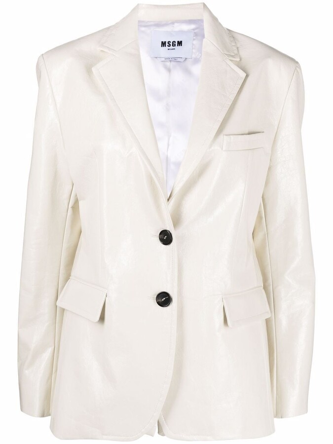 - Save 30% MSGM Cotton Single-breasted Blazer in White Womens Jackets MSGM Jackets Natural 