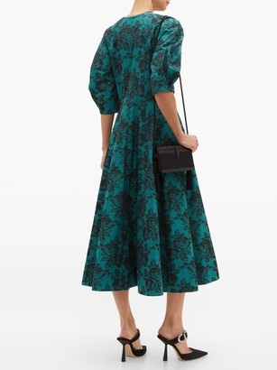 Erdem Cressida Rose-jacquard Cotton Dress - Green Multi