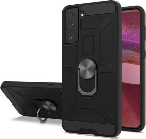Ice Hard Case Dual Protection for Samsung Galaxy S21+ With magnetic Ring stand -Black