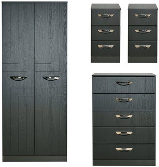 Swift Canterbury 4 Piece Ready Assembled Package 2 Door Wardrobe, 5 Drawer Chest And 2 Bedside Chests