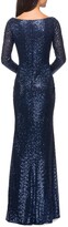 Thumbnail for your product : La Femme Long-Sleeve V-Neck Sequin Dress