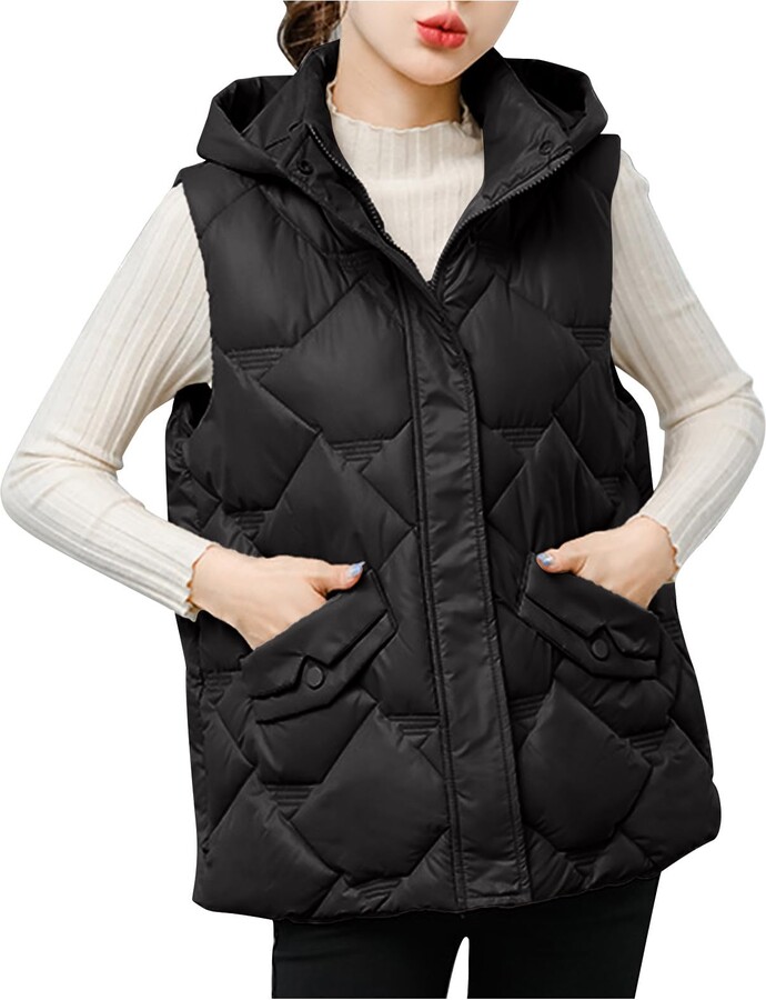 Generic Puffer Vest Women Plus Size Fashion Long Down Vest Casual  Sleeveless Jacket Winter Zip Up Hooded Padded Coat Lightweight Warm Heated  Vest Outerwear Spring Clothes For Women(B Khaki,Small) at  Women's