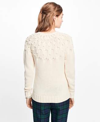 Brooks Brothers Wool-Cashmere Bobble Crewneck Sweater