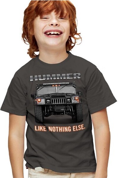 Hummer HummerLikeNothingElseKidsTShirtForYouthCharcoalMedium