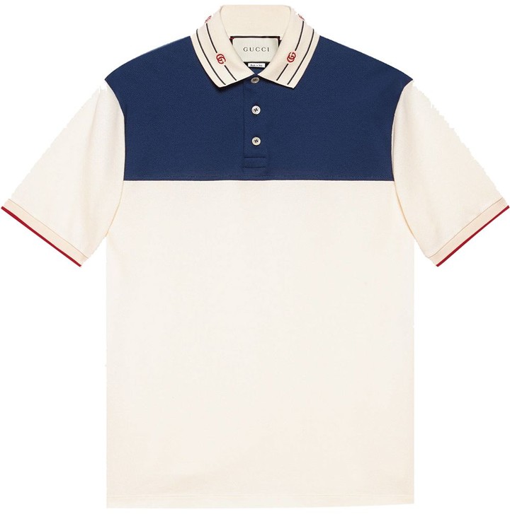 Gucci Embroidered-Collar Polo Shirt - ShopStyle