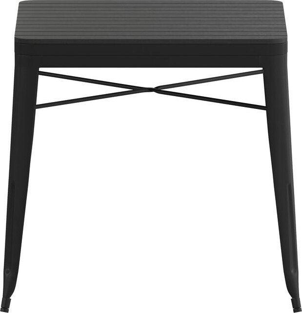 Merrick Lane Hara 31.5" Square Indoor/Outdoor Black Steel Patio Dining