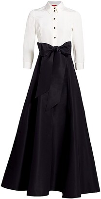 Carolina Herrera Icon Contrast Silk Trench Gown