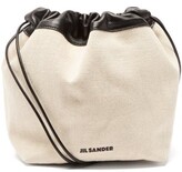 Thumbnail for your product : Jil Sander Drawstring Canvas And Leather Shoulder Bag - White Multi
