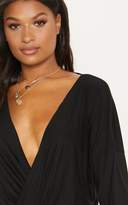 Thumbnail for your product : PrettyLittleThing Black Jersey Drape Wrap Top