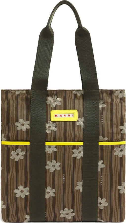 Marni Floral Striped Tote Bag