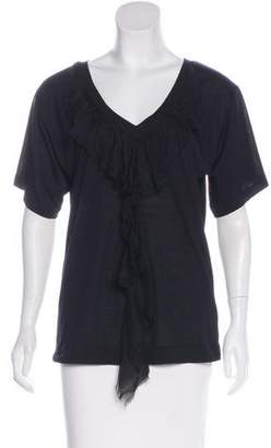 Elizabeth and James Silk-Accented Short Sleeve Top