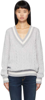Rag & Bone Grey and Off-White Theon V-Neck Sweater